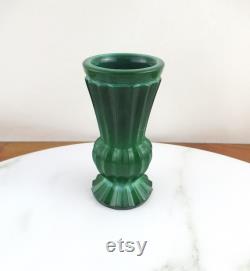Vintage Czech Green Malachite Glass Vase, Small Art Deco Flower Vase