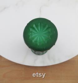 Vintage Czech Green Malachite Glass Vase, Small Art Deco Flower Vase