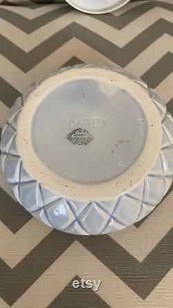 Vintage Darby Ware light blue powered box Art deco design patent pending Made in USA