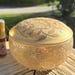 Vintage DeVilbiss Kingfisher Bird 22K Gold and Glass Powder Box, Rare Art Deco Vanity Jar