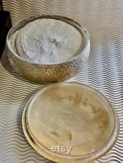 Vintage DeVilbiss Kingfisher Bird 22K Gold and Glass Powder Box, Rare Art Deco Vanity Jar