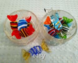 Vintage Deco Design Glass Powder or Trinket Jar Set of 2