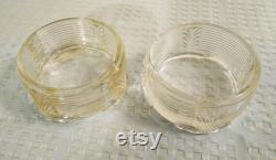 Vintage Deco Design Glass Powder or Trinket Jar Set of 2