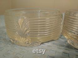 Vintage Deco Design Glass Powder or Trinket Jar Set of 2