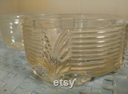 Vintage Deco Design Glass Powder or Trinket Jar Set of 2