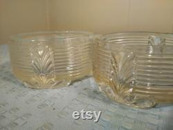 Vintage Deco Design Glass Powder or Trinket Jar Set of 2