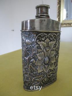 Vintage Djokja Yogya Silver Talcum Powder Shaker, 800 1000, Handcrafted with Oriental Flowers and Foliage, Collectable, Gift