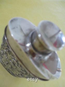 Vintage Djokja Yogya Silver Talcum Powder Shaker, 800 1000, Handcrafted with Oriental Flowers and Foliage, Collectable, Gift