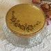 Vintage Dresser Jar. Textured Glass With Gold Lid With Rose Spray on One Side. All Over Lovely Textured Designs.