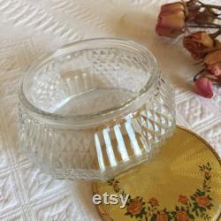 Vintage Dresser Jar. Textured Glass With Gold Lid With Rose Spray on One Side. All Over Lovely Textured Designs.