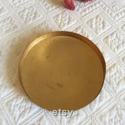 Vintage Dresser Jar. Textured Glass With Gold Lid With Rose Spray on One Side. All Over Lovely Textured Designs.