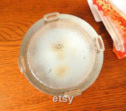 Vintage Dresser Powder Jar, 1930s flower vanity glass jar with metal gold tone cover
