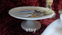 Vintage Dresser Vanity Set 7pc. Bone China Japan Hand Painted Scenery