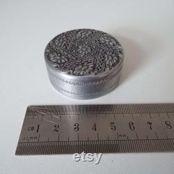 Vintage Dubarry Powdrette Tin Antique Aluminum Cosmetic Tin Vanity Storage 1910's 1920's Tin Face Powder Box