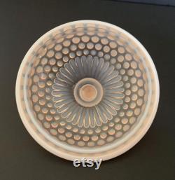 Vintage Duncan and Miller Pink Glass Opalescent Hobnail Powder Box.