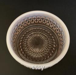 Vintage Duncan and Miller Pink Glass Opalescent Hobnail Powder Box.