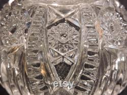 Vintage EAPG Cosmetic Clear Glass Jar With Gold Colored Metal Lid From The Early 1900's