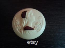 Vintage Early Plastic Powder Pot with Lid Art Deco 1930 s