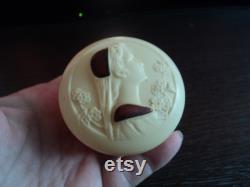 Vintage Early Plastic Powder Pot with Lid Art Deco 1930 s