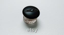 Vintage Ebony and Silver Crystal Rouge Powder Jar