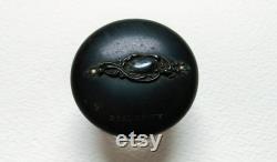 Vintage Ebony and Silver Crystal Rouge Powder Jar