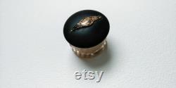 Vintage Ebony and Silver Crystal Rouge Powder Pot