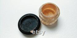 Vintage Ebony and Silver Crystal Rouge Powder Pot
