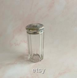 Vintage Edwardian Silver-Plate and Glass Talcum Powder Shaker Vanity Jar, Vintage Vanity