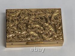 Vintage Elgin American Reuge Music Box Powder Compact Case Mirror Gold Tone
