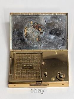 Vintage Elgin American Reuge Music Box Powder Compact Case Mirror Gold Tone