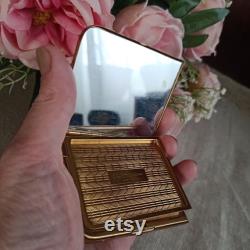 Vintage Elgin American compact box Vintage 1950s Elgin American gilt. Vintage signed Elgin American vintage mirror