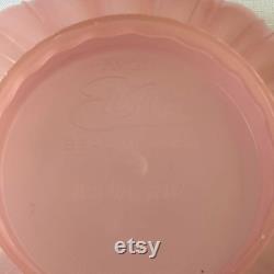 Vintage Elusive Beauty Dust Powder Box Pink with Silver Detail and Tuilp Finial to Top of Scalloped Box, Vanity, Trinket Dish, Powder Room