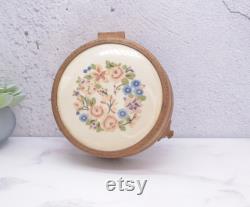 Vintage Embroidered Powder Jar and Jewellery Box