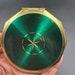 Vintage Emerald Green Enamel Brass Compact USSR Made