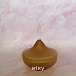 Vintage Empoli Frosted Satin Amber Glass Vanity Jar, Satin Italian Glass Bottle With Tall Frosted Clear Stopper