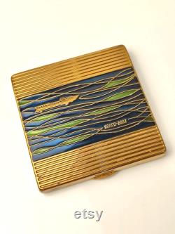 Vintage Enamel Trinket Powder Box rare boat sea rare beautiful box Soviet
