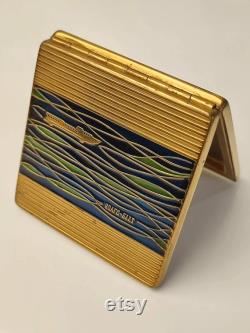 Vintage Enamel Trinket Powder Box rare boat sea rare beautiful box Soviet