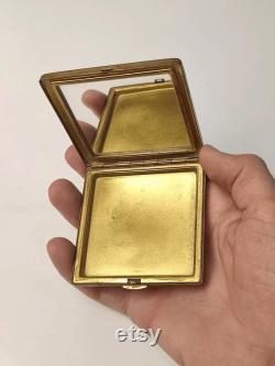 Vintage Enamel Trinket Powder Box rare boat sea rare beautiful box Soviet