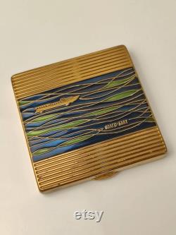 Vintage Enamel Trinket Powder Box rare boat sea rare beautiful box Soviet