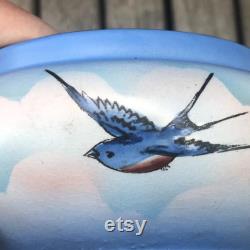 Vintage English Palissy Blue Bird, Early Bird Porcelain Powder Jar