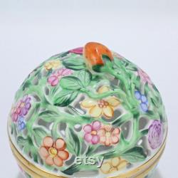 Vintage Estate Herend Porcelain Reticulated Potpourri Box 6213 C