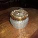 Vintage Estee Lauder Powder Trinket jar - Frosted glass and gold ornate lid.