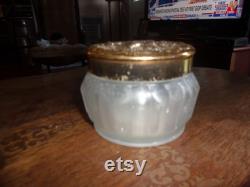 Vintage Estee Lauder Powder Trinket jar - Frosted glass and gold ornate lid.