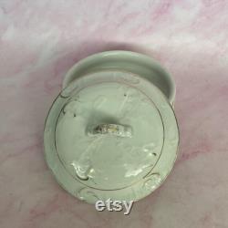 Vintage Etruria Mellor and Co., Old Paris Style White And Gold Gilt Porcelain Covered Powder Dish