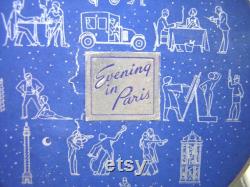 Vintage Evening in Paris Gift Box Bourjois 1940s Christmas Gift Set, Unopened Powder Rachel No.2, Empty Cobalt Glass Perfume Bottle, EIP