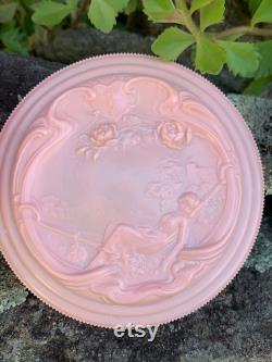 Vintage Evyan Perfumes Pink Plastic Powder Box with Art Nouveau Design Empty Vintage Powder Container Vanity, Boudoir, Bathroom