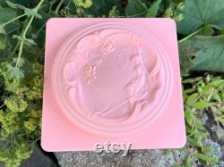 Vintage Evyan Perfumes Pink Plastic Powder Box with Art Nouveau Design Empty Vintage Powder Container Vanity, Boudoir, Bathroom