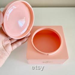 Vintage Evyan Pink Plastic Powder Box, White Shoulders Powder Container, Evyan Perfumes Inc., Art Nouveau Design