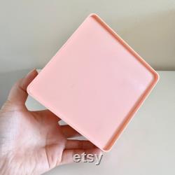 Vintage Evyan Pink Plastic Powder Box, White Shoulders Powder Container, Evyan Perfumes Inc., Art Nouveau Design