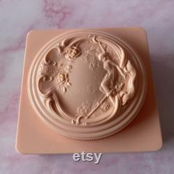 Vintage Evyan White Shoulders Pink Plastic Art Nouveau Dusting Powder Box, Empty Box, Vintage Vanity